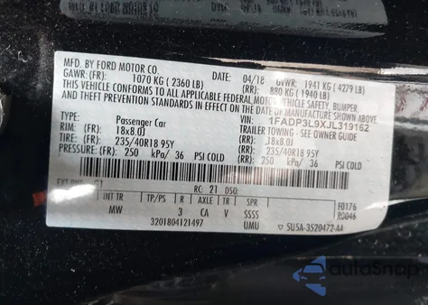 2018 Ford Focus from USA, damaged, VIN 1FADP3L9XJL319162